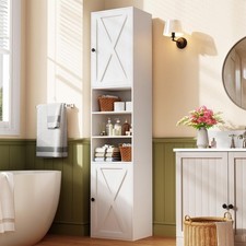 70.8" Tall Bathroom Storage Cabinet with 2 Barn Doors Narrow Storage Cabinet