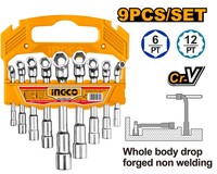 "Ingco CR-V SteckschlüSsel Rohr 7-19 Mm 9-Tlg Ohne Ratsche 1/2\""