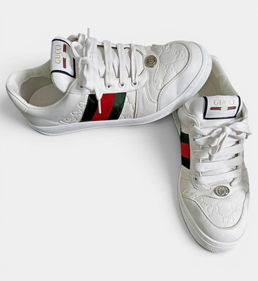 Gucci Herren Sneaker Low Top Weiß/Grün/Rot Schnürung EU 38,5
