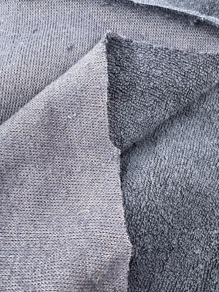 Navy Blue Terry Cloth Polyester Blend Fabric 33"x 64" Vintage Short Nap No Brand - Image 3 of 4