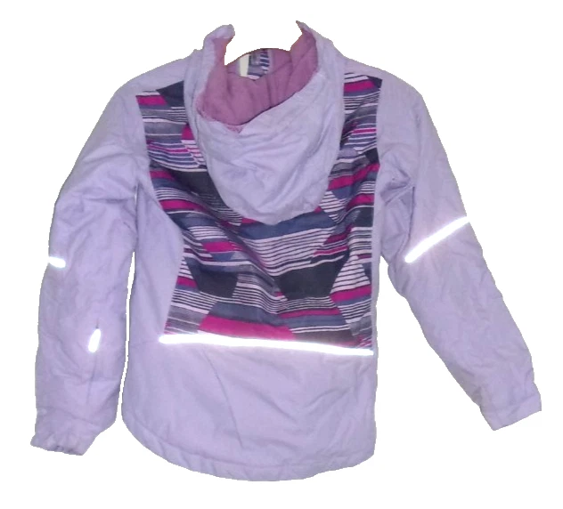 Chaqueta de Invierno Columbia Talla Pequeña 7/8 Gris Violeta Diseño Geométrico Niñas Foto 3 de 4