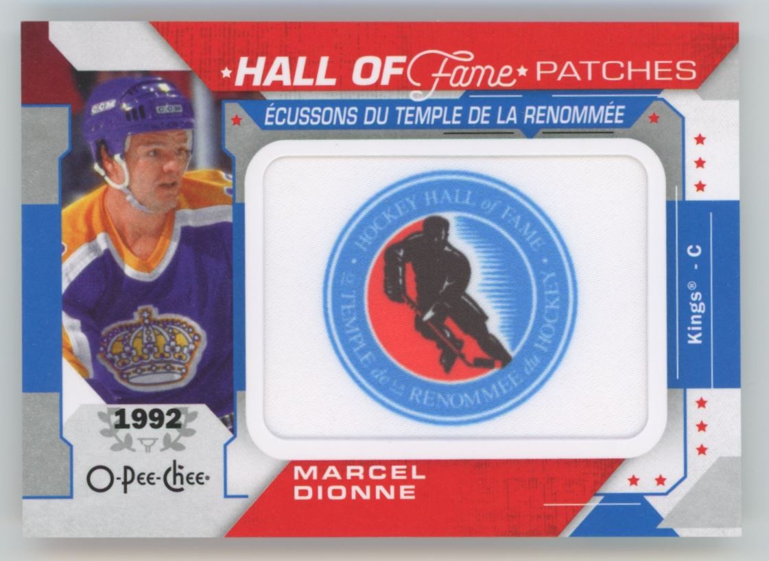 Marcel Dionne #HOF-5 Hockey Cards 2023 O-Pee-Chee Hall of Fame Logo Patch trading card — raw and PSA graded price guide