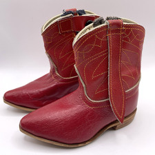 Vintage 50s Red Leather Toddler Cowboy Western Boot Collectible Size 2 Mexico