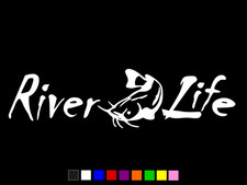 River Life Fishing Cat Fish Vinyl Decal Wall Truck Sticker Choose Size Color River Life Fishing Cat Fish Vinyl Decal Wall Truck Sticker Choose Size Color