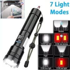 Super-Bright Tactical LED Flashlight Rechargeable Zoomable Torch w/ Work Light