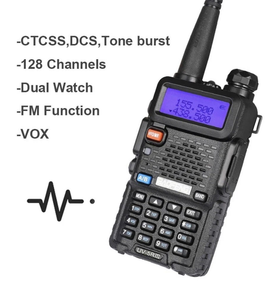 Baofeng UV-5R III TRI-BAND Walkie Talkie VHF UHF FM HAM 136-174 220-260 400-520 - Image 2 of 4