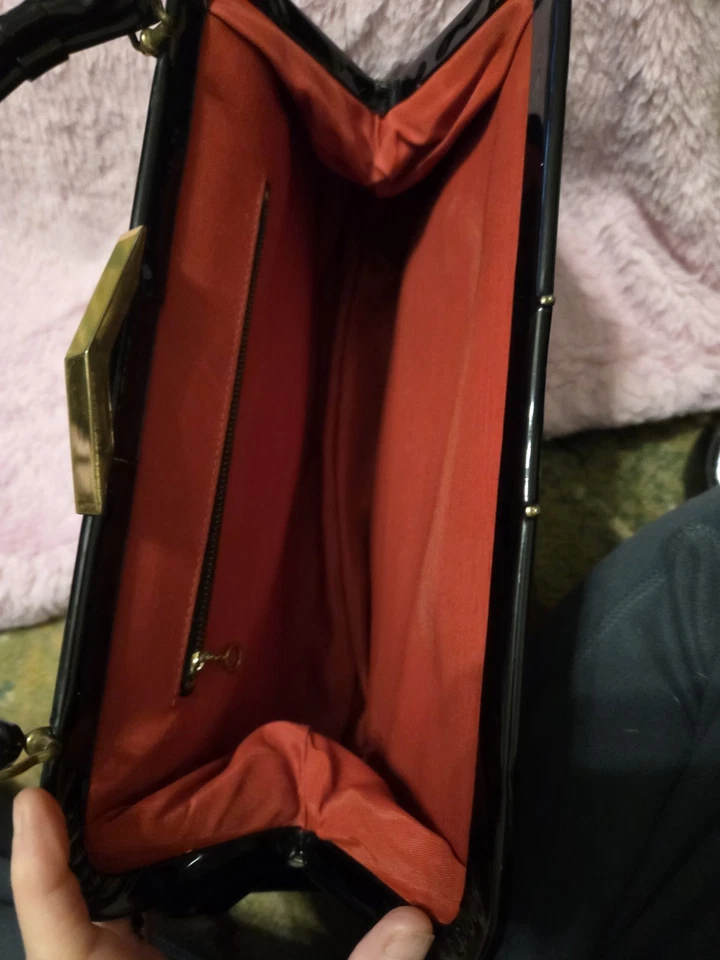 Vintage 1950s Handbag, Purse. Black. - Image 3 of 4