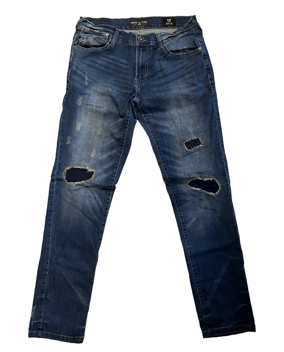 Ring Of Fire Slim Straight Men s Denim Jeans Size 31x32
