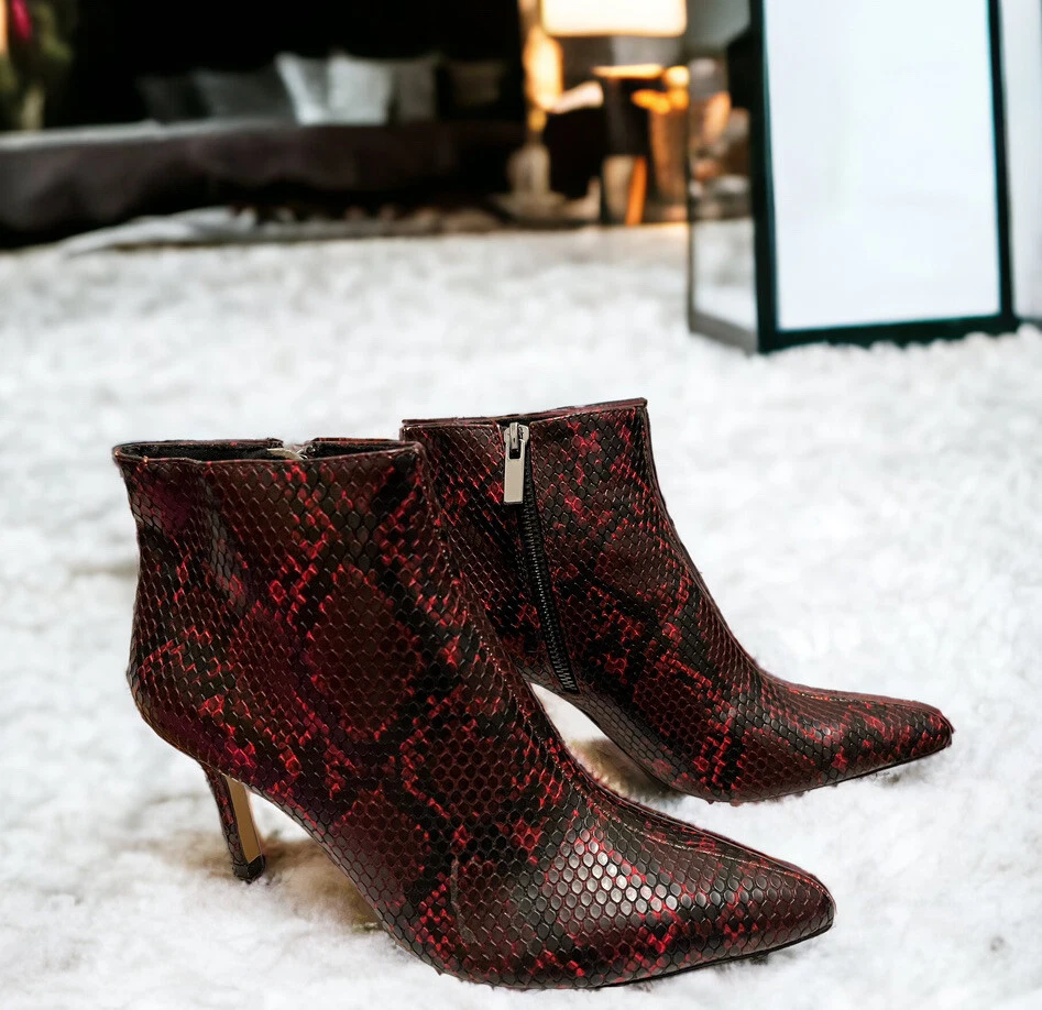 Red store snakeskin booties