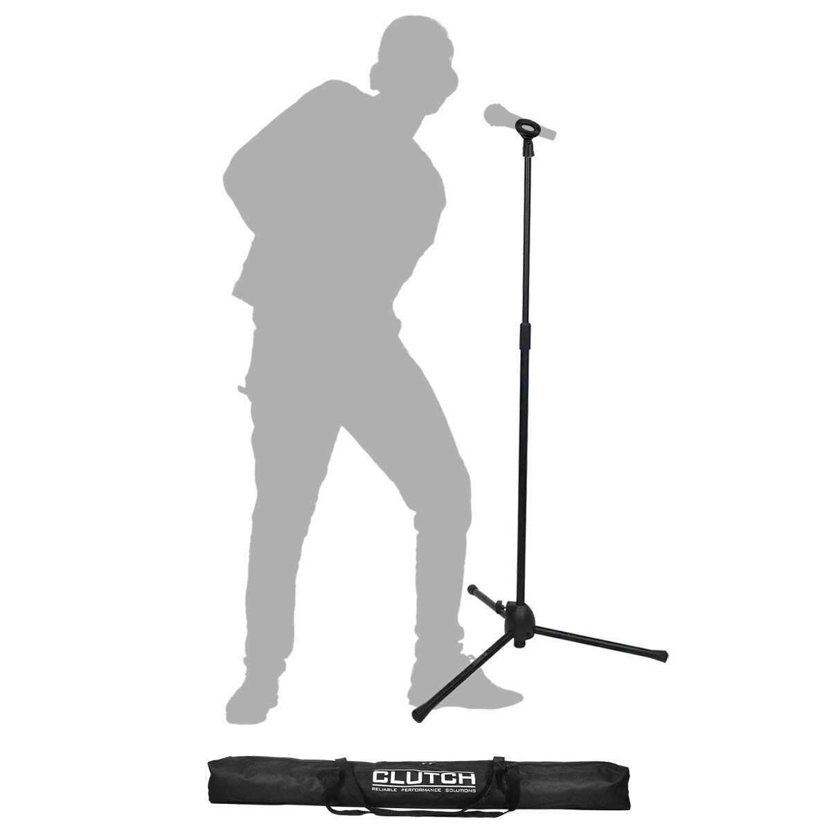 Microphone Stand Live Gig Karaoke Mount Holder w Mic Clip & Durable Carry Bag-image