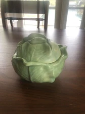 Vintage Ceramic Holland Mold Covered Green Cabbage Dish Bowl