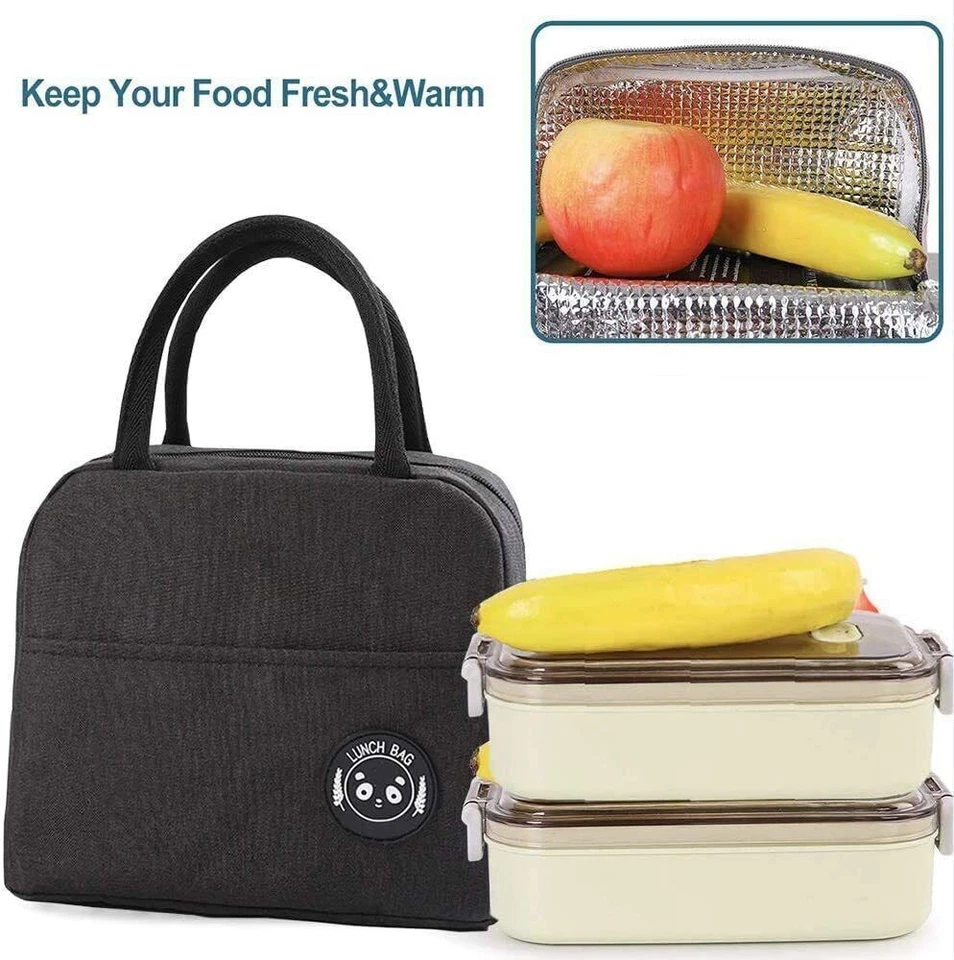 Thermal Insulated Lunch Bag Cool Bag Picnic Adult Kids Food Storage Lunch Box UK - Image 3 of 4