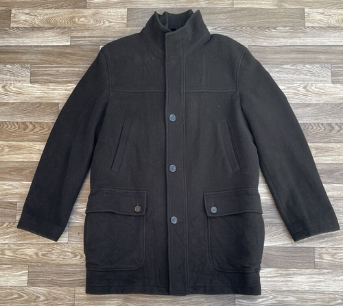 Cole Haan Herren Wolle mittellanger Mantel schwarz Größe M super warm neuwertig!