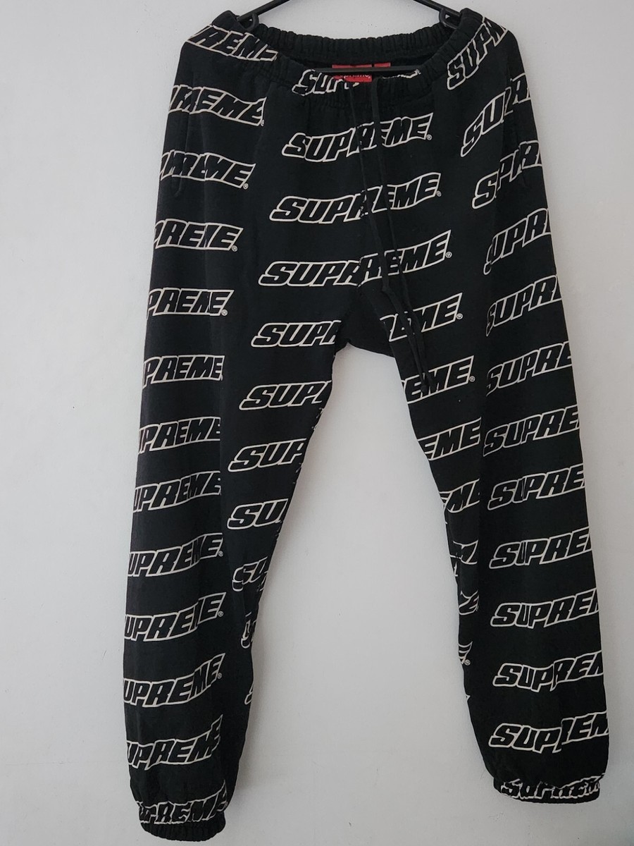 SS18 Supreme Repeat Sweatpant size M medium Black pants Made In 