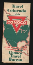 Vintage 1930's Conoco Denver Colorado State Highway Gas Station Travel Road Map