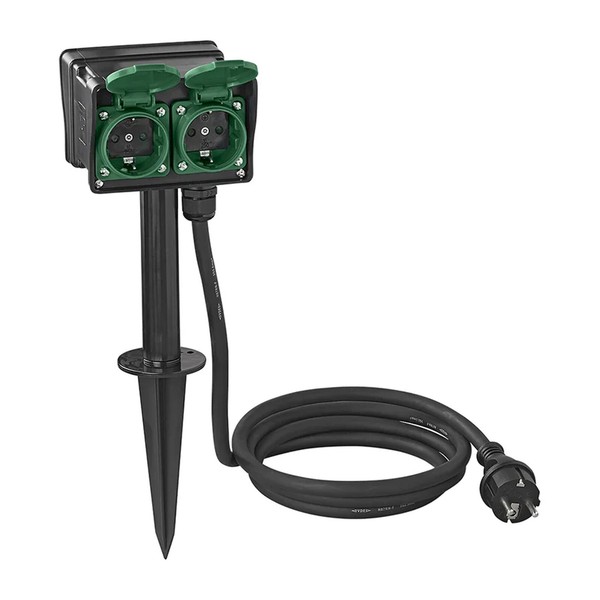 Gartensteckdose Schuko 4-Fach Mit Erdspieß 2M 3X2,5Mm² AußEnsteckdose SäUle IP44-image
