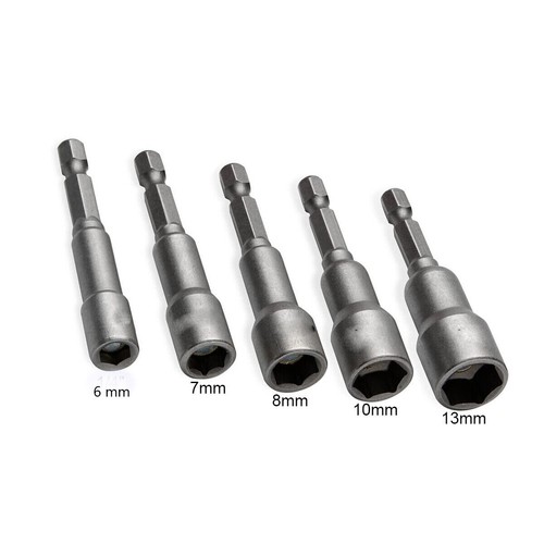 6 -13mm 1/4" Nut Driver Bit Set Hex Magnetic Metric Socket Impact Drill - Picture 10 of 21