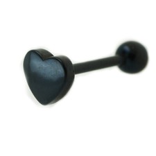 Schwarzes Herz Zungen Piercing Stab Stecker Barbell viele Größen Stahl Tongue