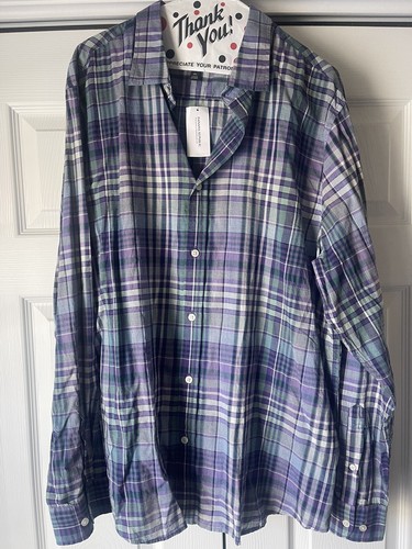 NWT! Banana Republic Mens Slim XL Plaid 100% Cotton Long Sleeve Shirt - Picture 1 of 4