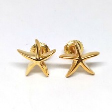 14K Yellow Gold Plated Silver Starfish Stud Earringss For Her Christmas