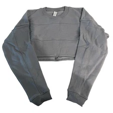 90 Degrees by Reflex Cropped Woven Long Sleeve Pullover Toggle Closure Hem NWT