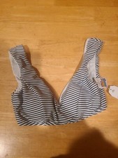 NWT TIME AND TRU WOMEN'S STORM BLUE STRIPE SWIMSUIT BIKINI TOP Size M 8-10
