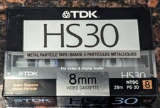 NIB NIP TDK HS30 Metal 8mm P6-30HS NTSC Video Cassette, NEW IN BOX SEALED