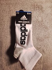 ADIDAS Aeroready Size 6-12 6 Pairs White with Black Logo Men's Low Ankle Socks
