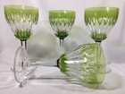 (2) Val St Lambert 'Zermatt' Chartreuse 6.5 Inch WATER GLASS Discontinued 1962