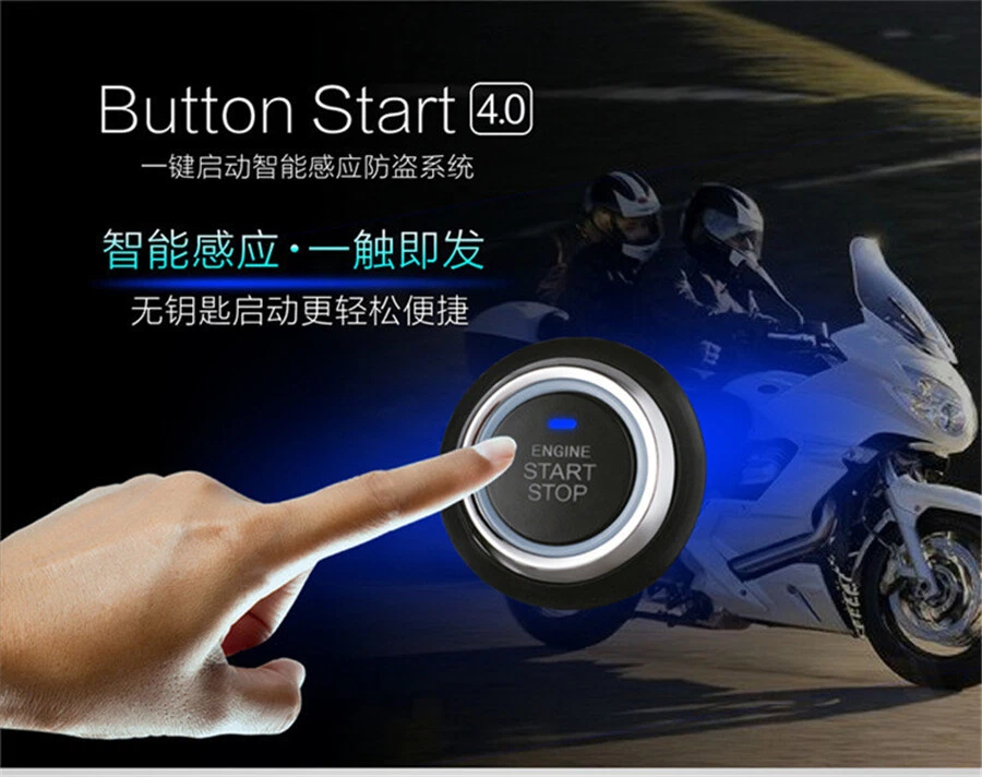 Motorcycle Engine One-button Start Button Kit Anti-theft Keyless Entry Ignition Foto 3 de 4
