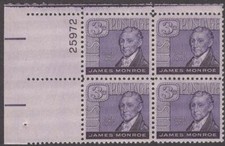 Scott # 1105 - US Plate Block Of 4 - James Monroe - MNH - 1958 🆓 🚢