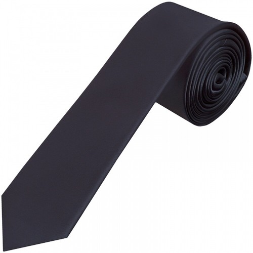 Handmade Plain Navy Blue Satin Skinny Mens Tie and Pocket Square Set Wedding Tie - Picture 2 of 4