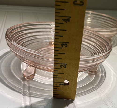 Manhattan Depression Glass Pink 3 Footed Candy Dish Anchor Hocking - Picture 3 of 4