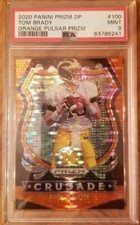Rare 19/20 Tom Brady 2020 Prizm Draft Picks Crusade Orange Pulsar PSA 9 Mint