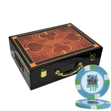 500 14G KNIGHTS CASINO CLAY POKER CHIPS SET HIGH GLOSS WOOD CASE CUSTOM BUILD