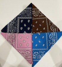 Four 100 Cotton Bandanas Navy Blue/brown/ Pink/Teal  21 X 21 In