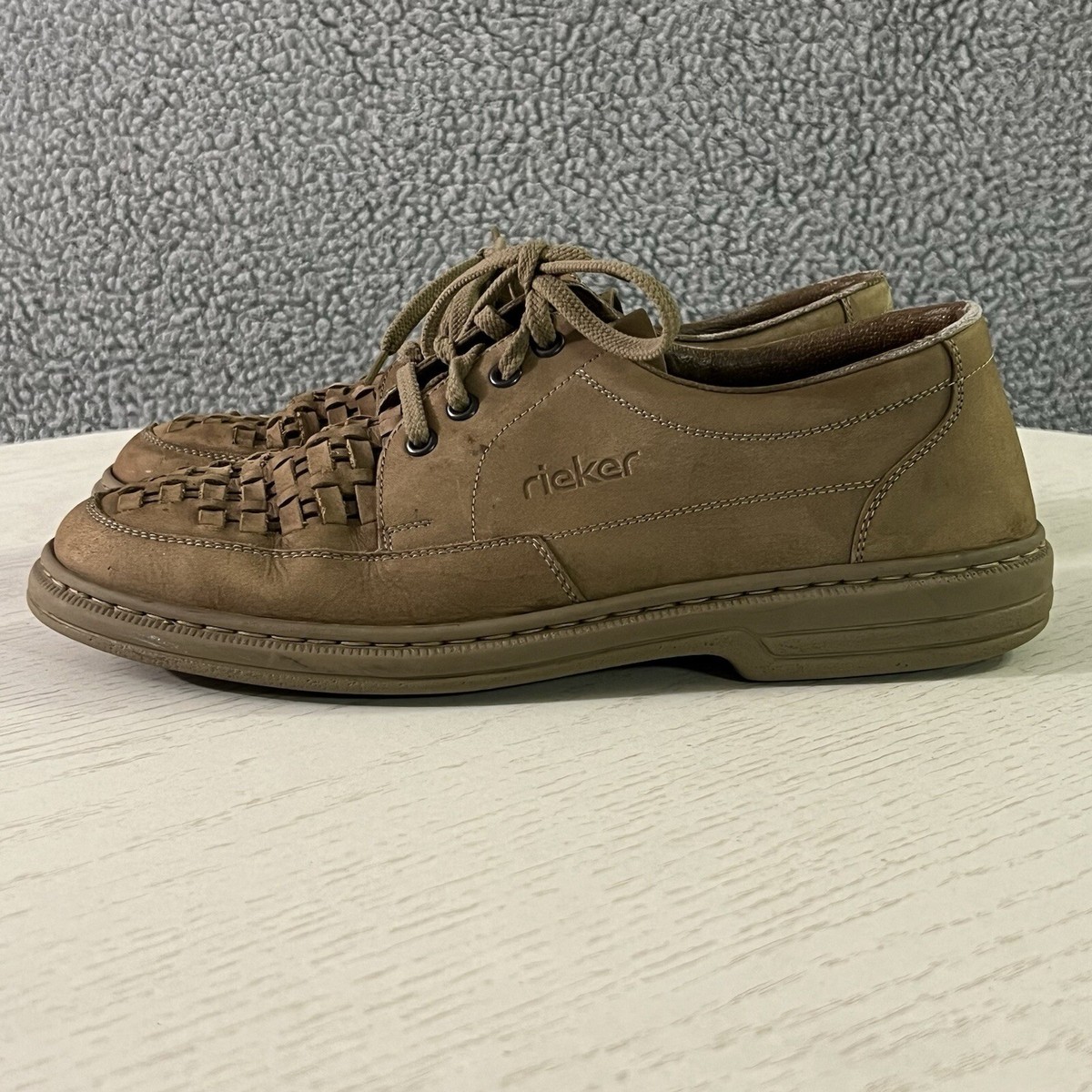 Rieker Shoes Mens 44/ Brown Leather Woven Anti Stress Fatigue