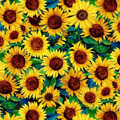 Sunflower Painted Sunflowers, Sunflower Symphony 44'' Wide Timeless Treasures
