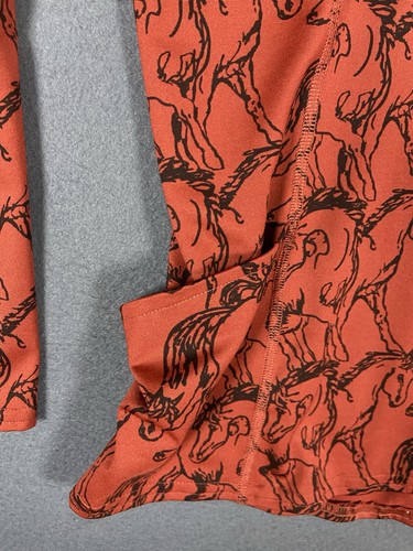 Kerrits All Over Horse Print 1/4 Zip Top Womens Large Long Sleeve Shirt Maroon - Picture 4 of 15