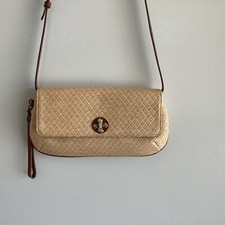 Patricia Nash Caprina Diamond Weave Crossbody Clutch Natural New