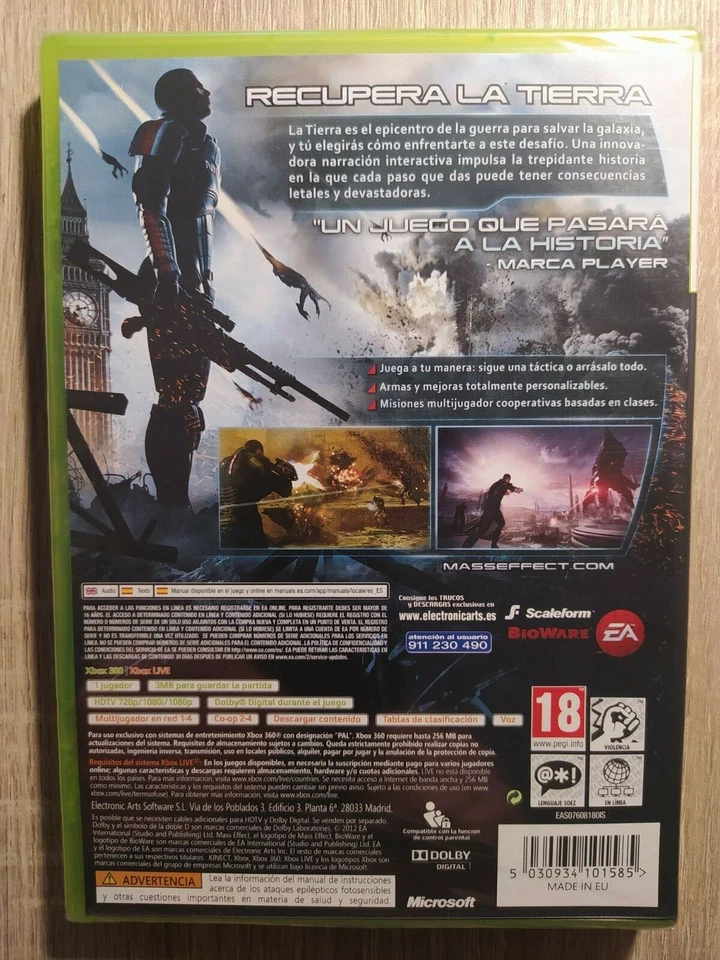 MASS EFFECT 3 XBOX 360 ESP NUEVO Y PRECINTADO - Imagen 2 de 2