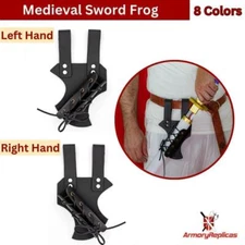 MEDIEVAL SWORD DAGGER LEATHER FUNCTIONAL COSTUME FROG/HOLDER ACCESSORY | 8 COLOR