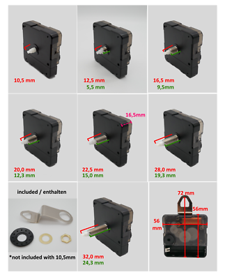 Neu Ersatz Quarz 24 Stunden Uhrzeiger Für 5,0 Mm & 3,1 Mm Zeigerlöcher