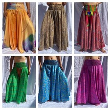 5 Pcs Indian Silk Saree Wide leg pant, Vintage Silk pants, Women Palazzo Pant
