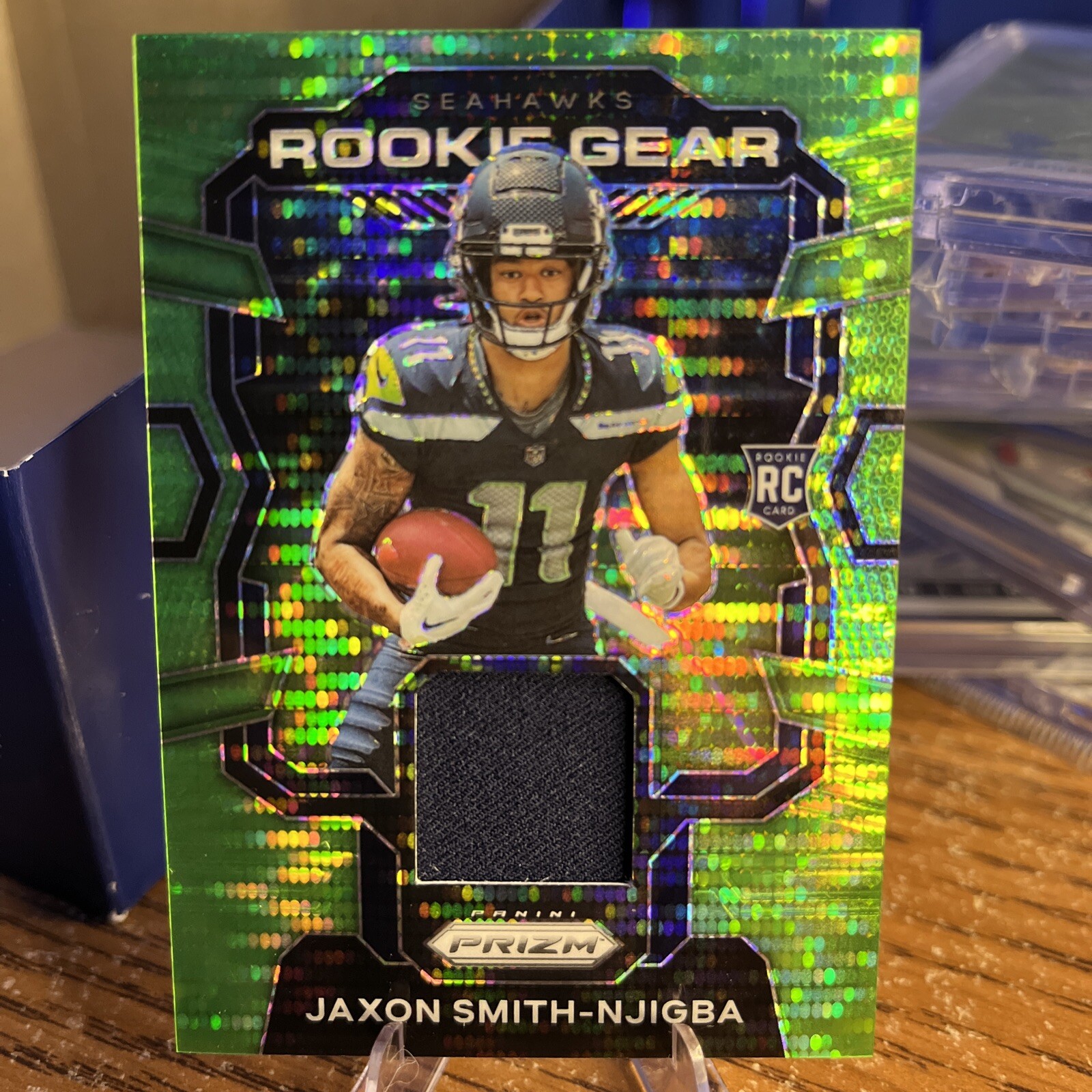 Jaxon Smith-Njigba 2023 Panini Prizm Green Pulsar Rookie Gear RC Jersey #RG-JS