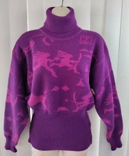 Tyrolia Kokopelli Women M-L Magenta Purple Wool Blend Sweater Vintage Hong Kong