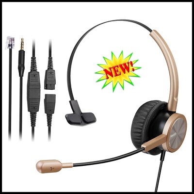 MAIRDI Phone Headset w/ RJ9 & 3.5mm Call Center Office for Polycom Avaya Nortel