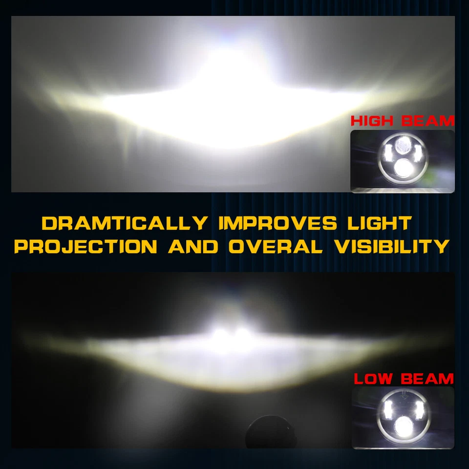 Faros proyectores 4 piezas 5,75" LED HALO DRL aptos para Chevrolet Camaro Caprice Biscayne Foto 3 de 4