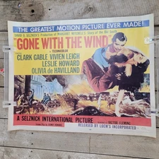 1954 Gone With The Wind 28 X 22 Re-Release Movie Poster C.Gable V.Leigh R54/204