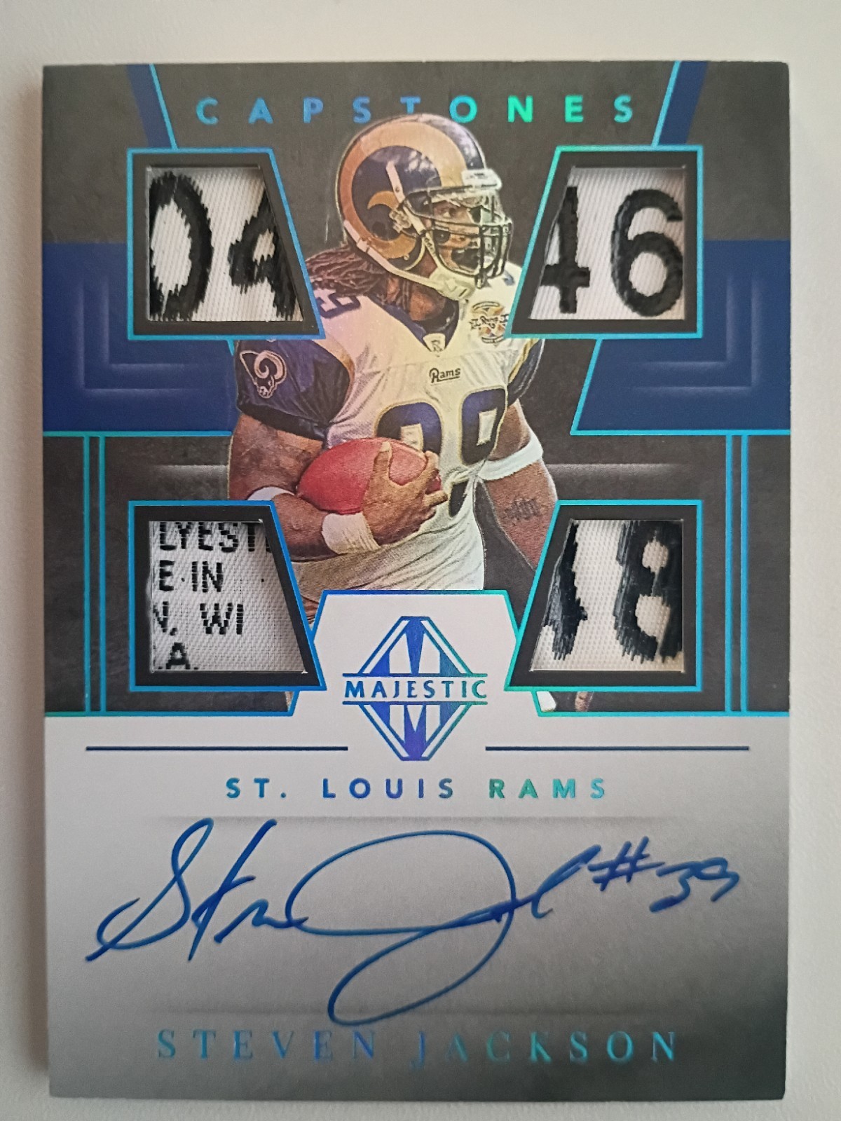 2019 Panini Majestic Capstones TRUE 1/1 Quad Game Used Patch Auto Steven Jackson